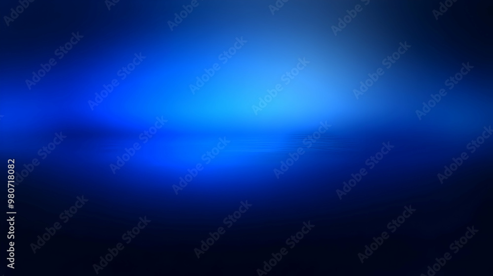 Poster abstract blue gradient background with horizon line and blurry effect