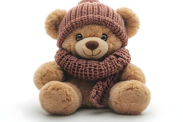 Obraz premium a teddy bear wearing a hat and scarf