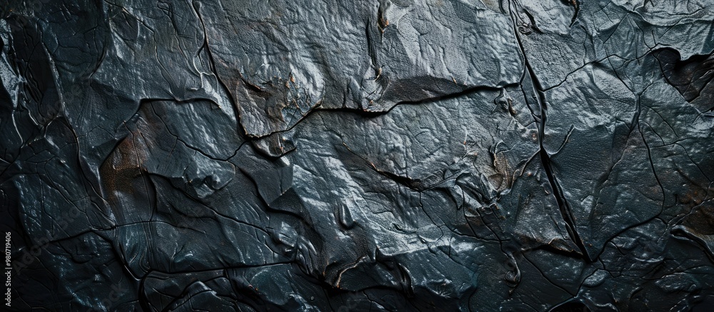 Poster a blank textured dark grey stone wall in a cave serves as an abstract background with attractive pat