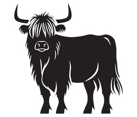Illustration of a bull Highland cow silhouette vector