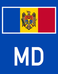 Moldavian Euroband with National Symbol: Blue Background Representing European Union and Moldavian Identity for Vehicle Registration.