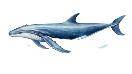 Fototapeta premium Whale swimming in water, blue ocean animal isolated PNG with Transparent Background
