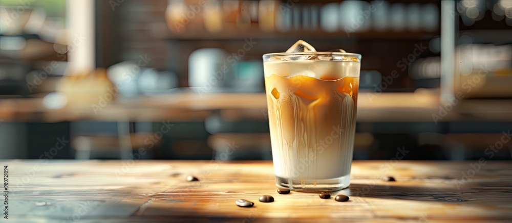 Aufkleber explore the variant menu for iced coffee macchiatos with copy space image