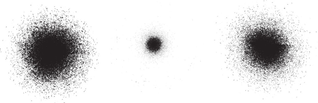 Collection of paint airbrush splashes for speckle effect .Set of Black Spray paint. Place , stains and splats in this pack over any object to create grunge effect .Spray paint drips .abstract vector.