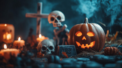 Obraz premium Halloween is celebrated with costumes, trick-or-treating, and spooky decorations