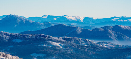 Velky Choc nad highest part of Nizke Tatry mountains from Velka Raca hill in winter Kysucke Beskydy mountains © honza28683