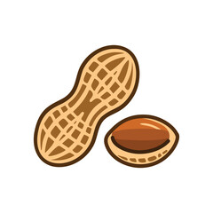 Peanut and peanut out of its shell. Vector icon