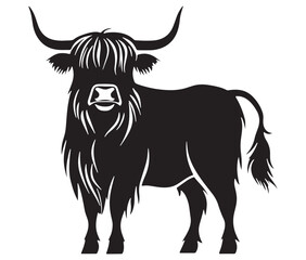 Illustration of a bull Highland cow silhouette vector