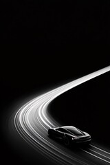 sleek black car with light trails