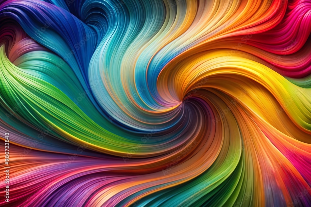 Poster vibrant abstract background featuring swirling ribbons of colorful paint strokes, fluid waves, and d