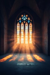 Obraz premium Stained Glass Window with Sunlight Rays