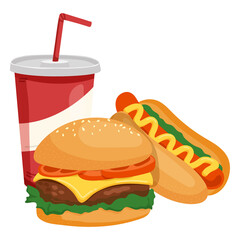 Fast food png sticker, cute illustration, transparent background
