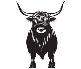 Illustration of a bull Highland cow silhouette vector