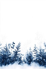 watercolor botanical illustration with blue foliage