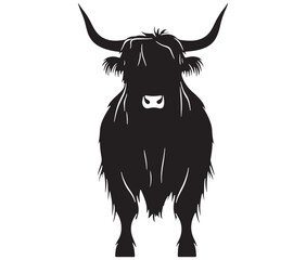 Illustration of a bull Highland cow silhouette vector