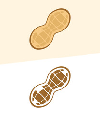A simple illustration of a peanut on a white and light brown background.