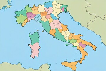 Obraz premium A beautifully designed, entirely blank, and fully editable map of Italy, showcasing country boundaries, regions, and
