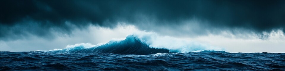 Fototapeta premium dramatic ocean wave under stormy sky
