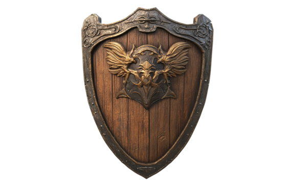 Draven shield wooden asset isolated on white or transparent background