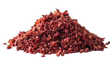 Dry ground sumac isolated on white or transparent background