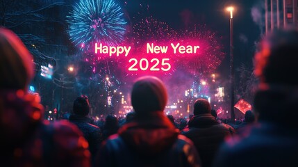 2025 Happy New Year celebration illustration,generated with AI.