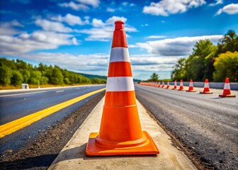 A bright orange construction cone stands beside a freshly paved road, highlighting the impact of special sales tax