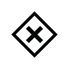 Cross Mark Icon inside a diamond shaped Box, Wrong and Rejection Symbol