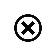 Cross Mark Icon Inside a Circle, Wrong and Rejection Symbol
