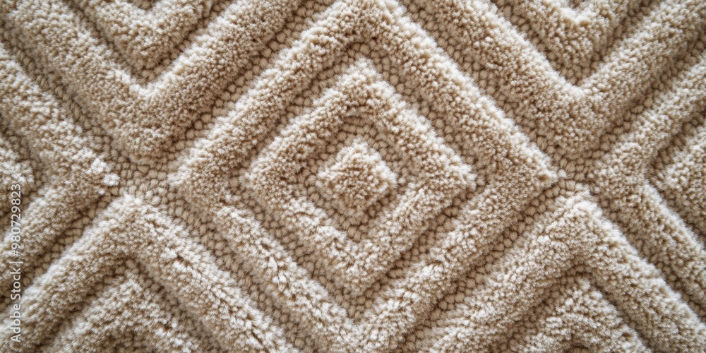 Poster a textured beige carpet featuring a diamond pattern, adding warmth to interior spaces.