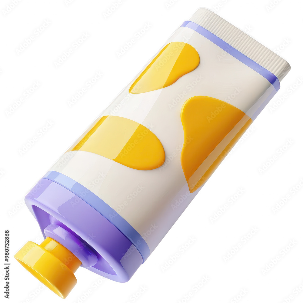 Poster this image shows a bright colorful tube of paint with an abstract pattern rendered in a detailed 3d 