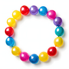 frame made of colorful balloons isolated in circle