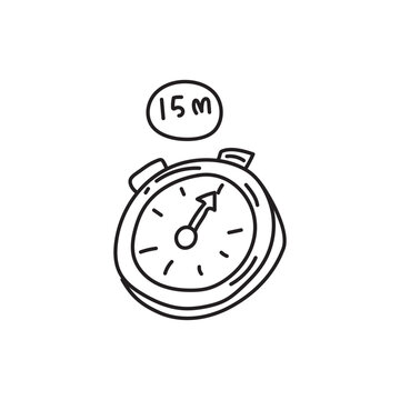 Stopwatch Icon Illustration with 15m timer
