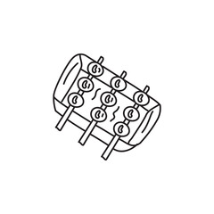 Line art illustration of takoyaki, a popular Japanese street food made of octopus and batter