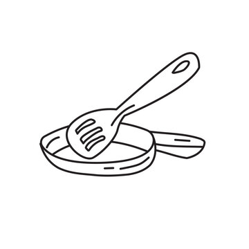 recommend clip art: Black and white line drawing of a kitchen spatula.