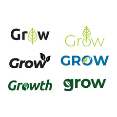 Set of Growth Green leaf logo.