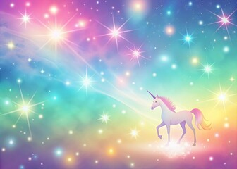 A pastel rainbow unicorn background including sparkling stars. A hazy, pink fantasy sky. Charming holographic area. Fairy iridescent gradient backdrop Backgrounds..