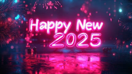 2025 Happy New Year celebration illustration,generated with AI.