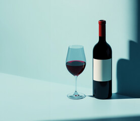 wine bottle and glass  product shot, 