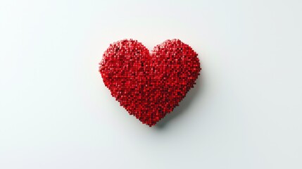 Fototapeta premium Modern Love - Digital Pixel Heart on White Background