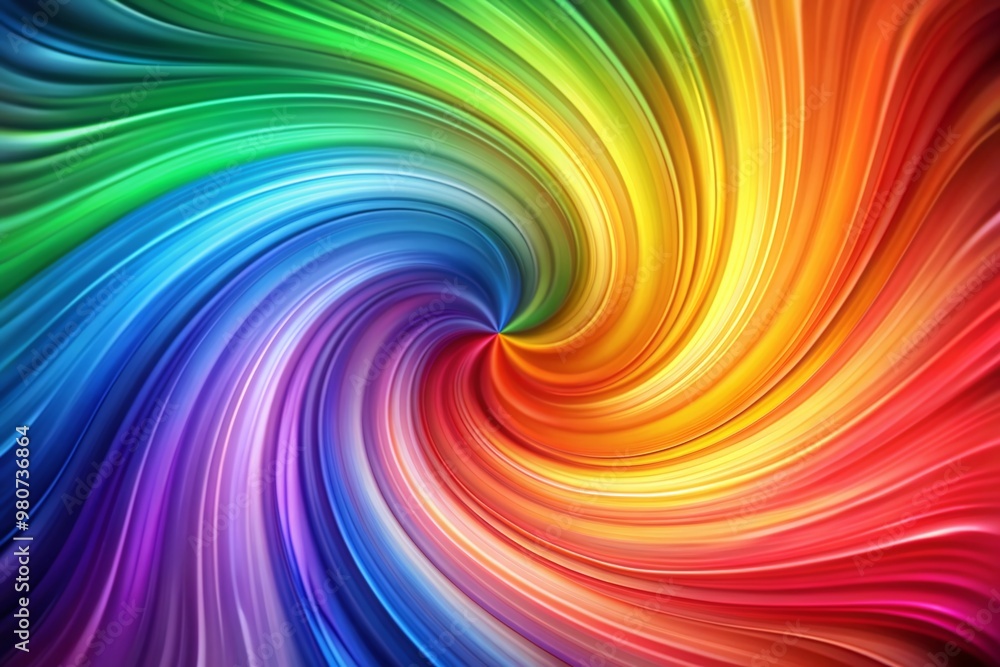 Poster vibrant abstract design featuring a mesmerizing swirl of smooth gradient rainbow colors, creating a 