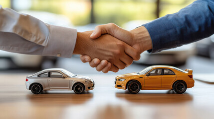 Successful car deal handshake.