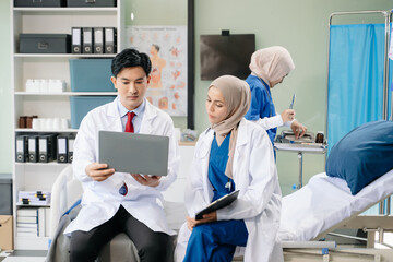 Doctors and nurses working together in a hospital ward, showcasing professionalism, teamwork