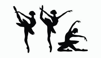 Fototapeta premium Ballerina dancing silhouette EPS vector art illustration template on a white background