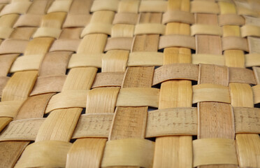 Close-up of traditional Māori flax weaving  - natural un-dyed flax