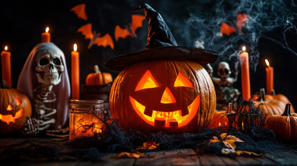 Obraz premium Halloween is celebrated with costumes, trick-or-treating, and spooky decorations