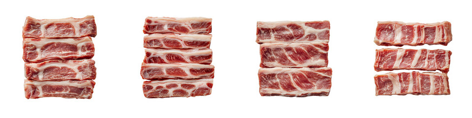 Obraz premium set of A Korean samgyeopsal pork belly, arranged on a transparent background png 