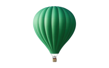 Floated green Hot-air balloon isolated on white or transparent background