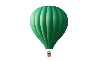 Floated green Hot-air balloon isolated on white or transparent background