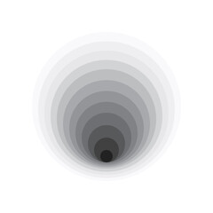Funnel radiating concentric circles abstract graphic background. Design element from monochrome circles. Vector illustration
