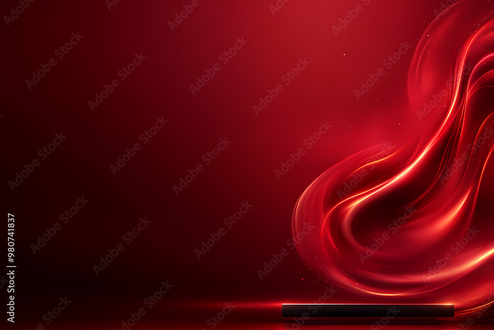 Wall mural a red background with a red wave on it. the wave is very long and it looks like it is flowing